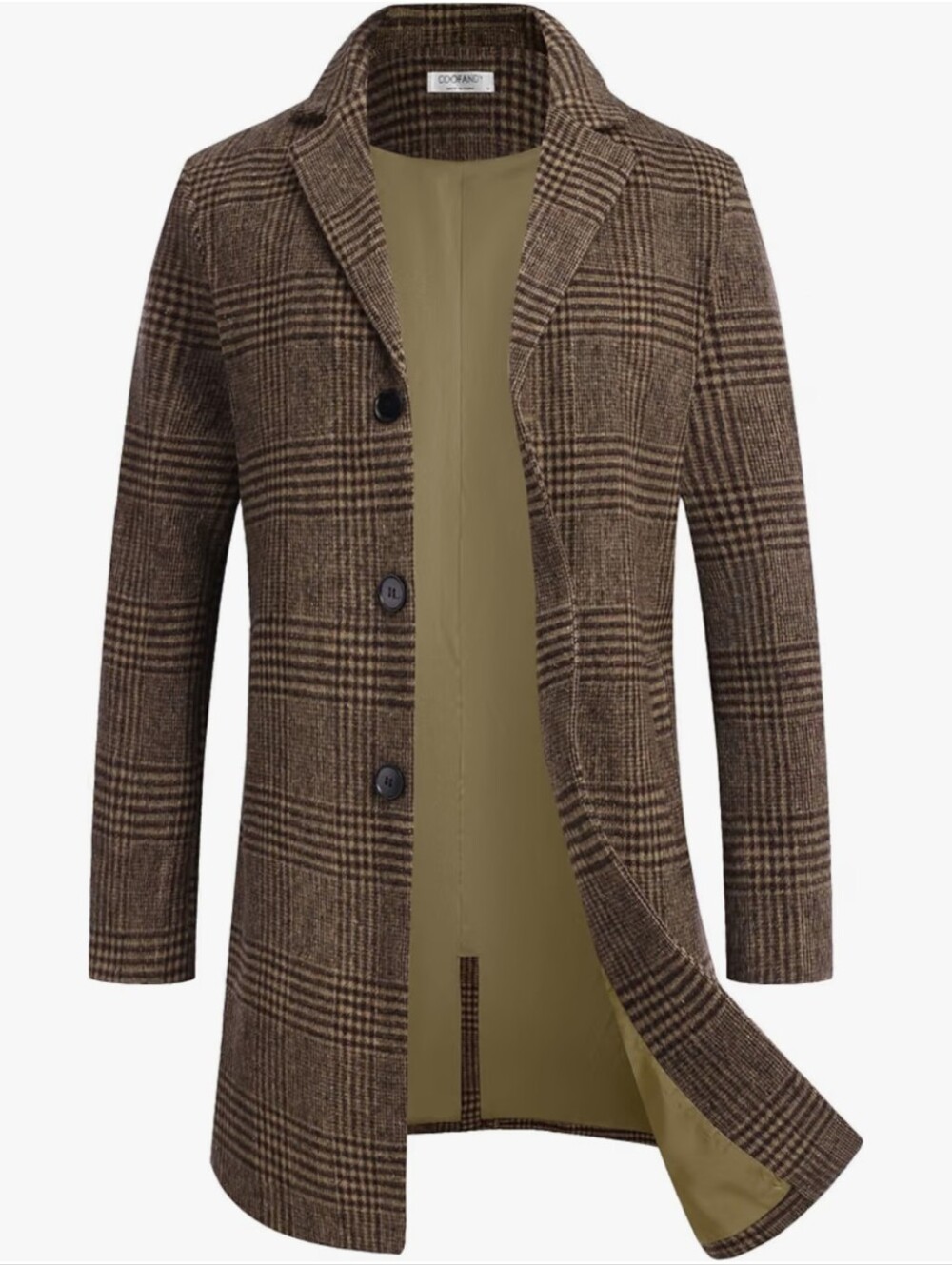 Mens Wool Blend Coat Winter Trench Overcoat Classic Peacoat